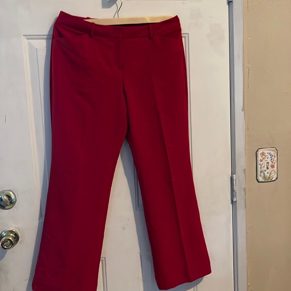 Women’s red pants.
